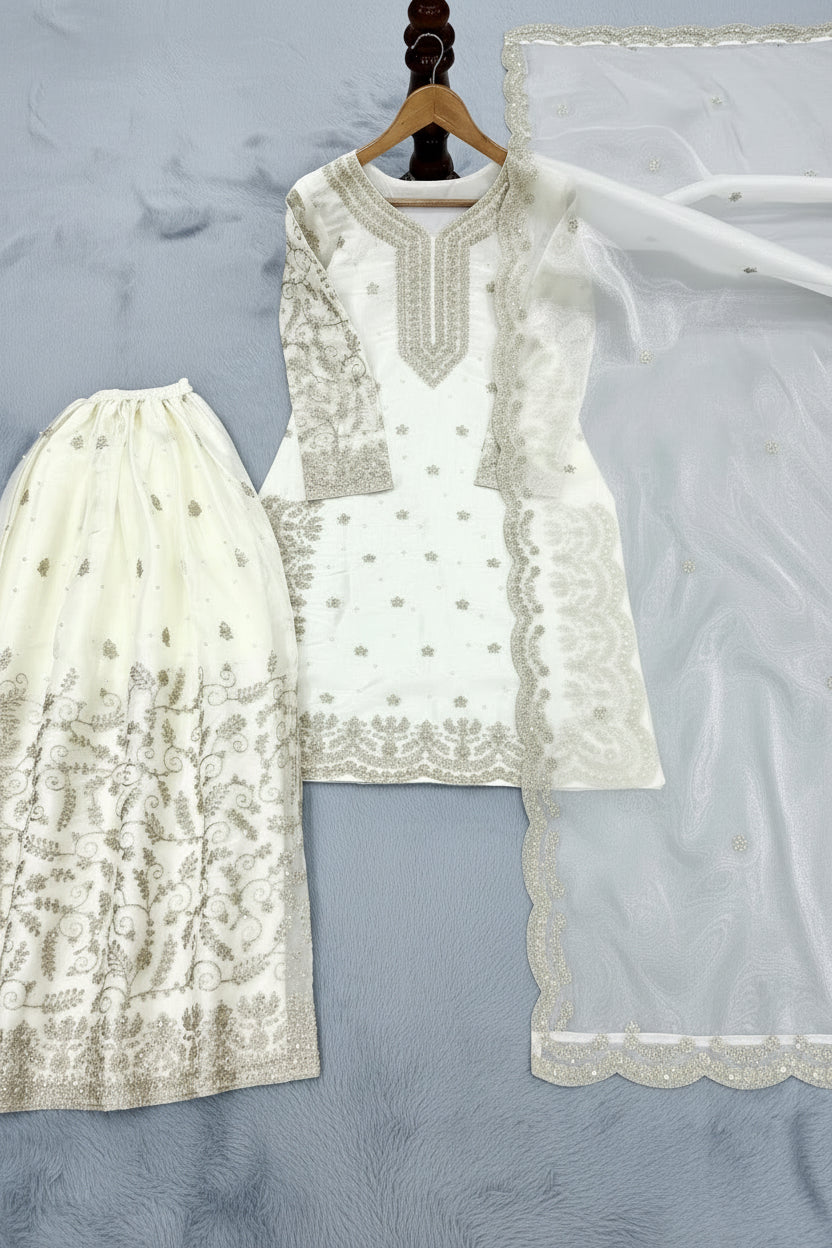 Embroidered Organza Party Set