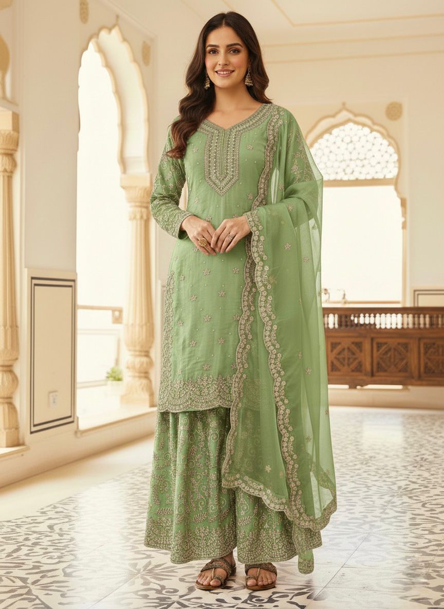 Embroidered Organza Party Set