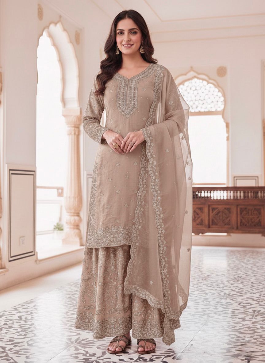 Embroidered Organza Party Set