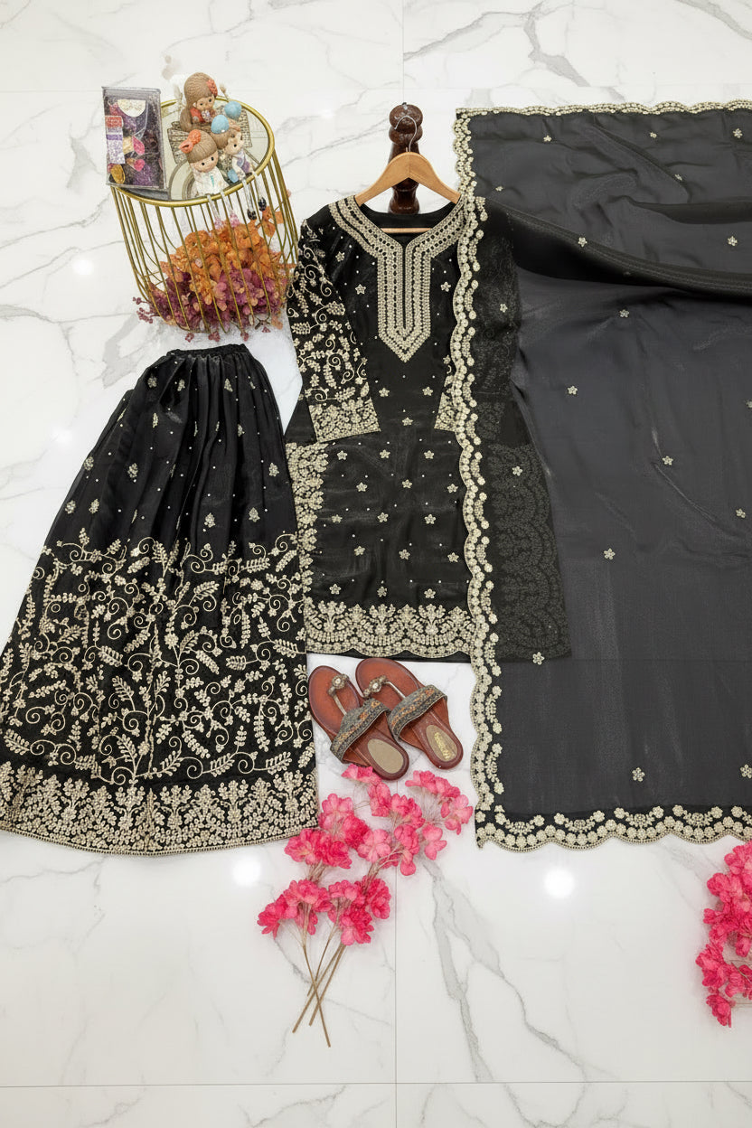 Embroidered Organza Party Set