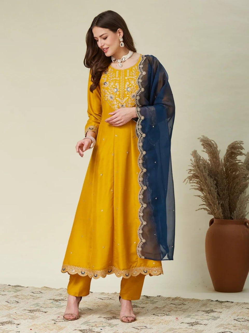 Anarkali kurti pant set