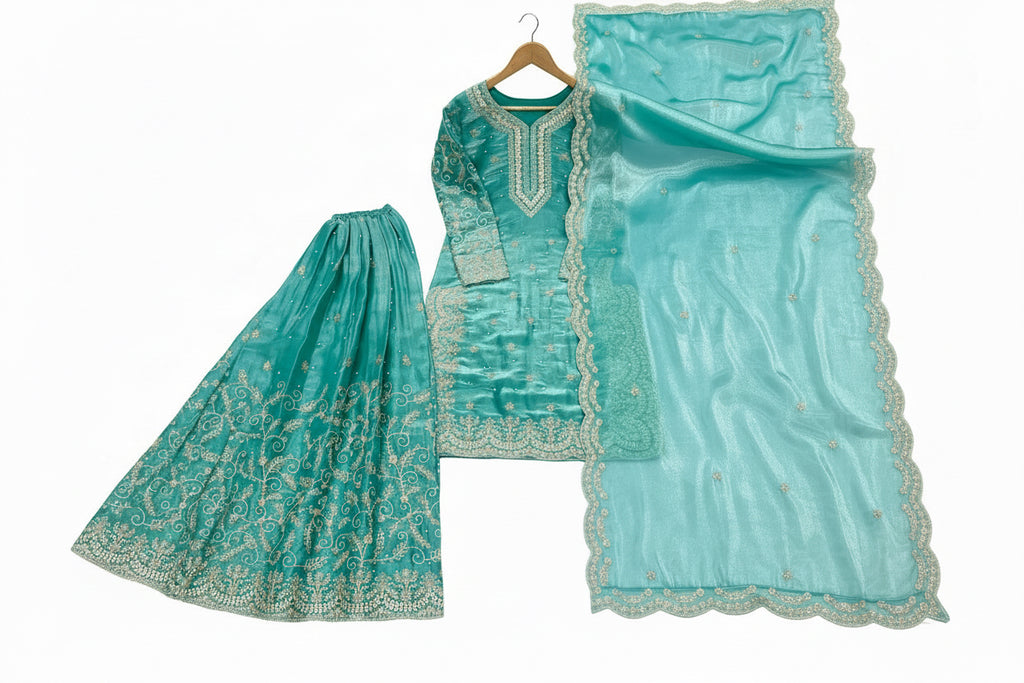 Embroidered Organza Party Set